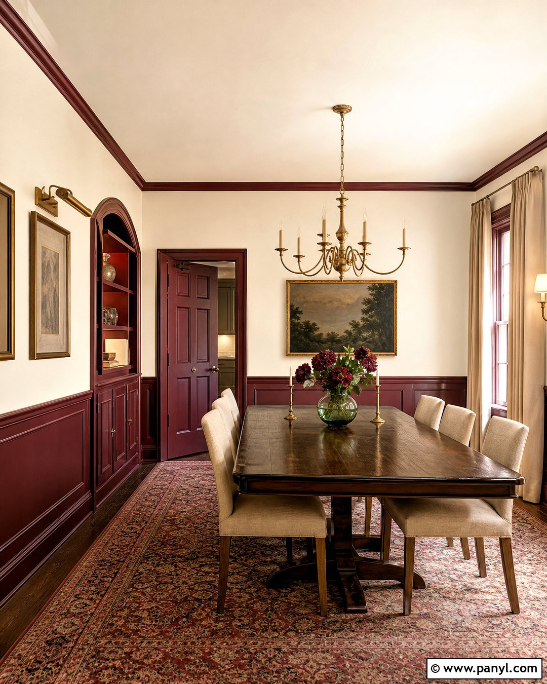 White Walls With Burgundy Trim - 20 white wall and trim color combinations