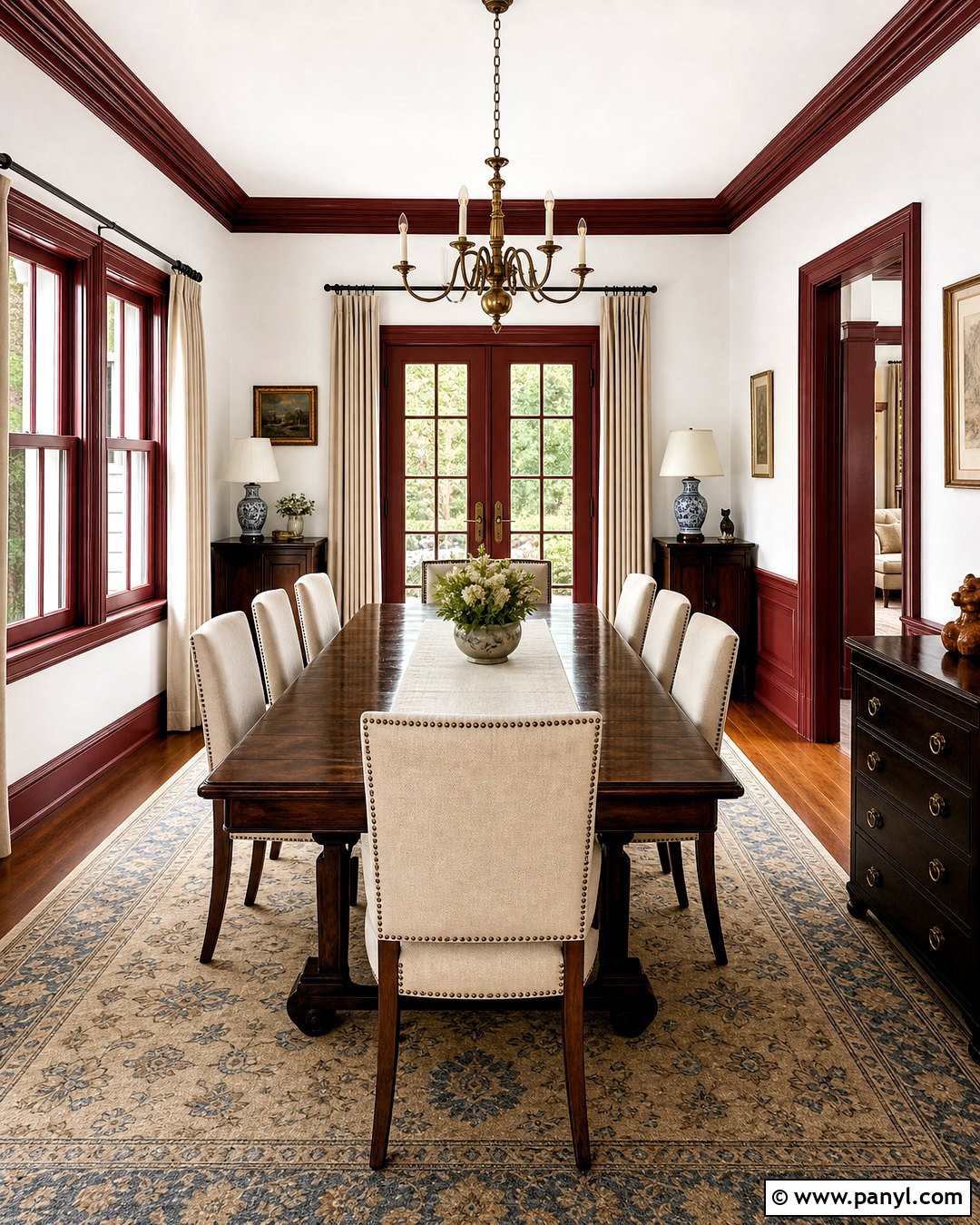 White Walls With Burgundy Trim - 20 white walls contrasting trim ideas