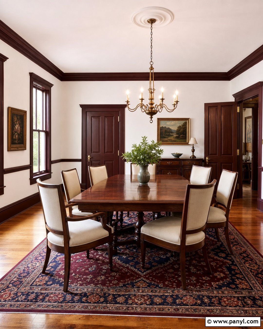 White Walls With Burgundy Trim - 30 White Walls And Trim Ideas