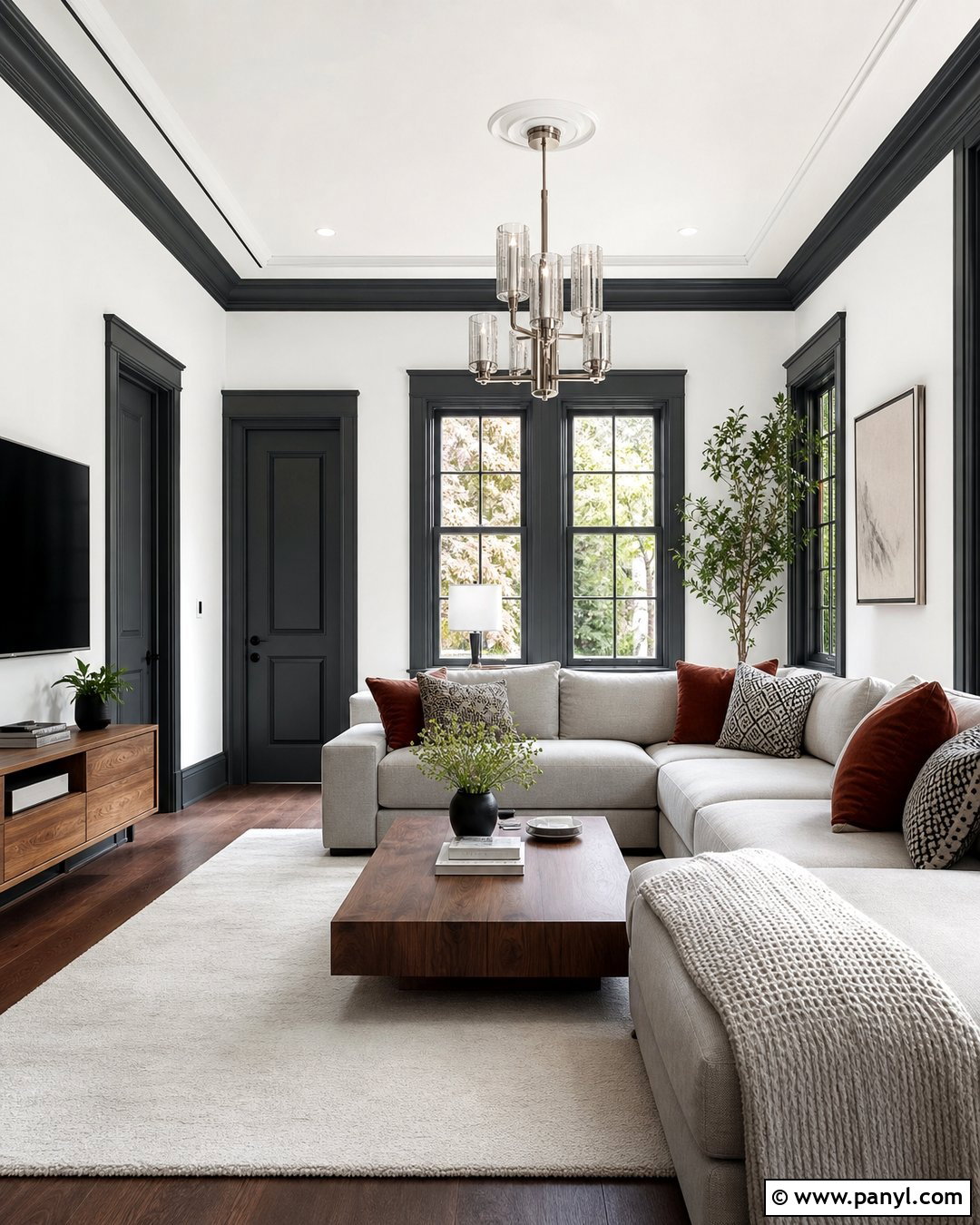 White Walls With Charcoal Gray Trim - 30 white walls darker trim ideas