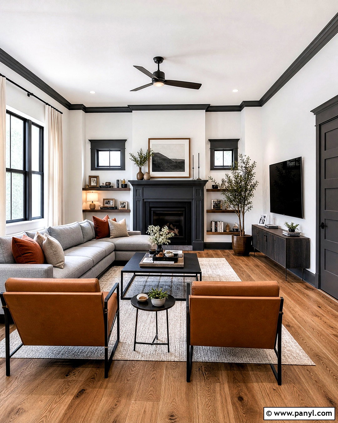 White Walls With Charcoal Trim - 20 white wall and trim color combinations