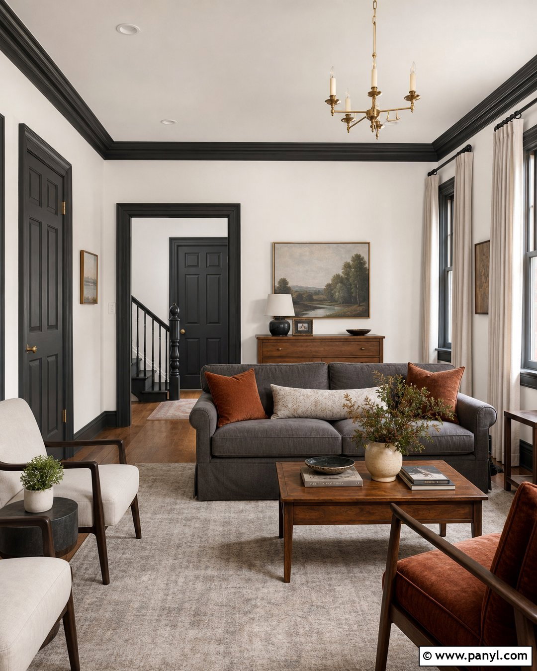 White Walls With Charcoal Trim - 30 White Walls And Trim Ideas