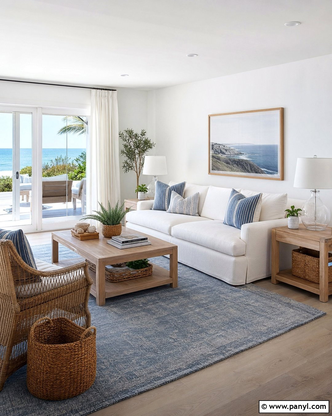 White Walls With Coastal Blue Accents - 25 White Wall Paint Ideas