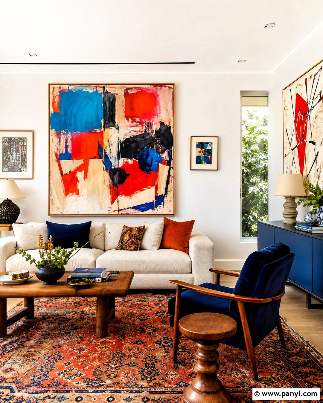 White Walls With Colorful Artwork - 20 White Walls Throughout House Ideas