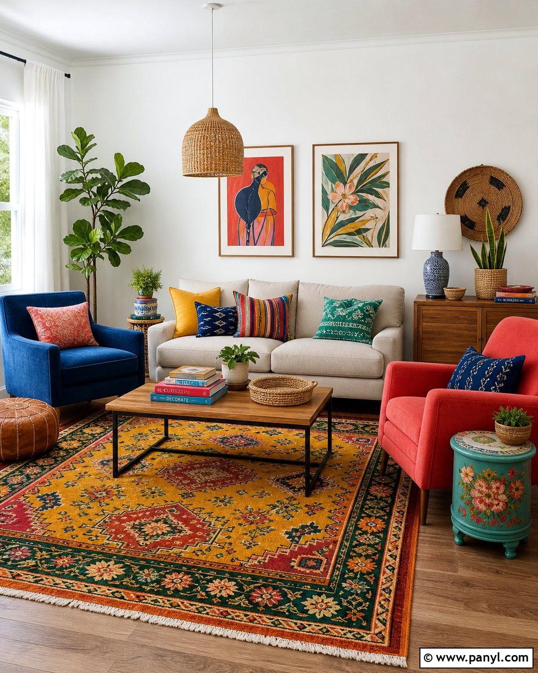 White Walls With Colorful Decor - 25 White Wall Paint Ideas