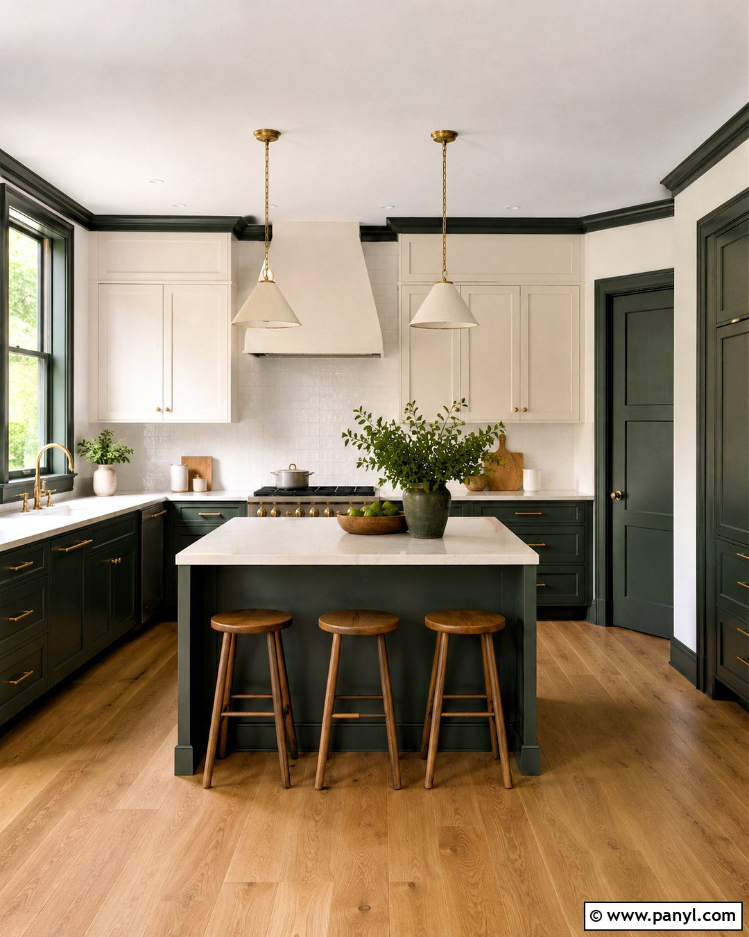 White Walls With Dark Green Trim Kitchen - 40 Light Walls With Dark Trim Ideas