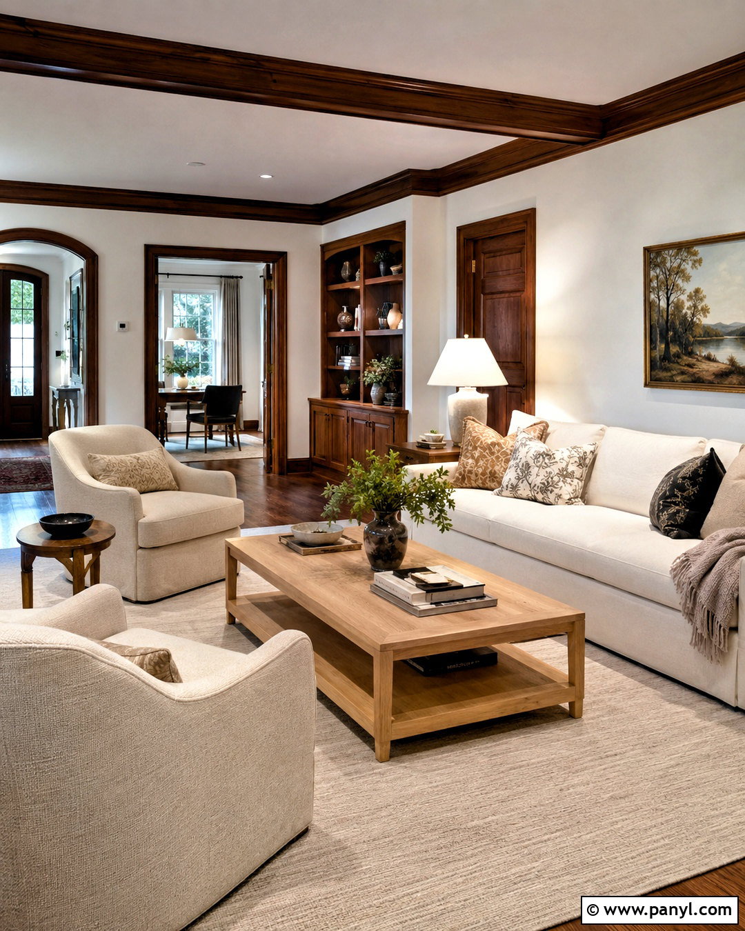 White Walls With Dark Oak Trim - 40 Light Walls With Dark Trim Ideas