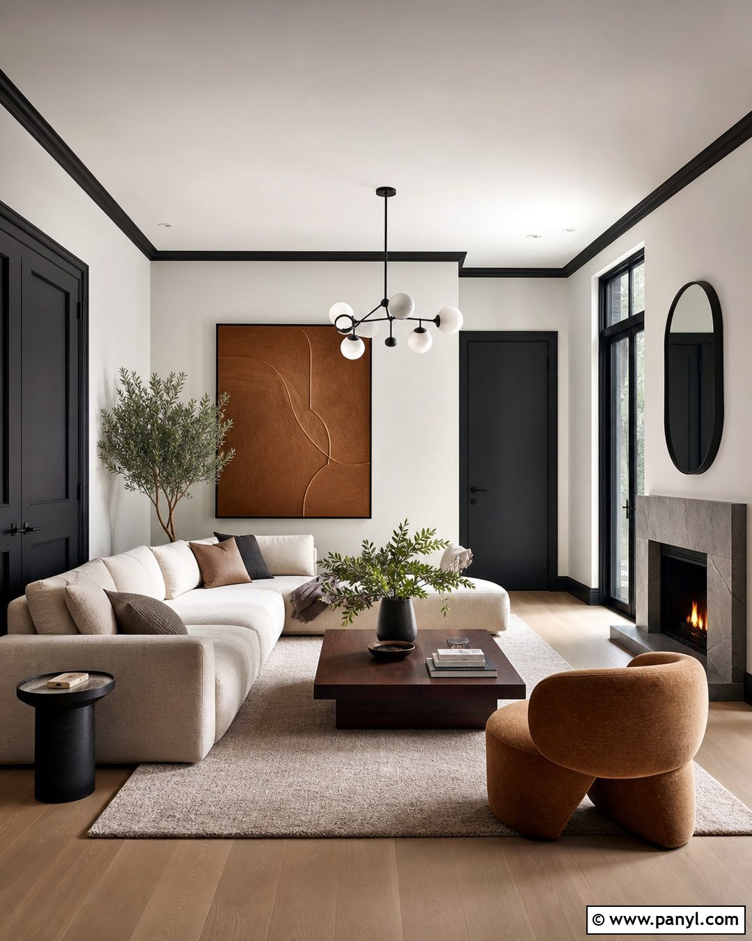 White Walls With Dark Trim In A Modern Room - 30 white walls darker trim ideas