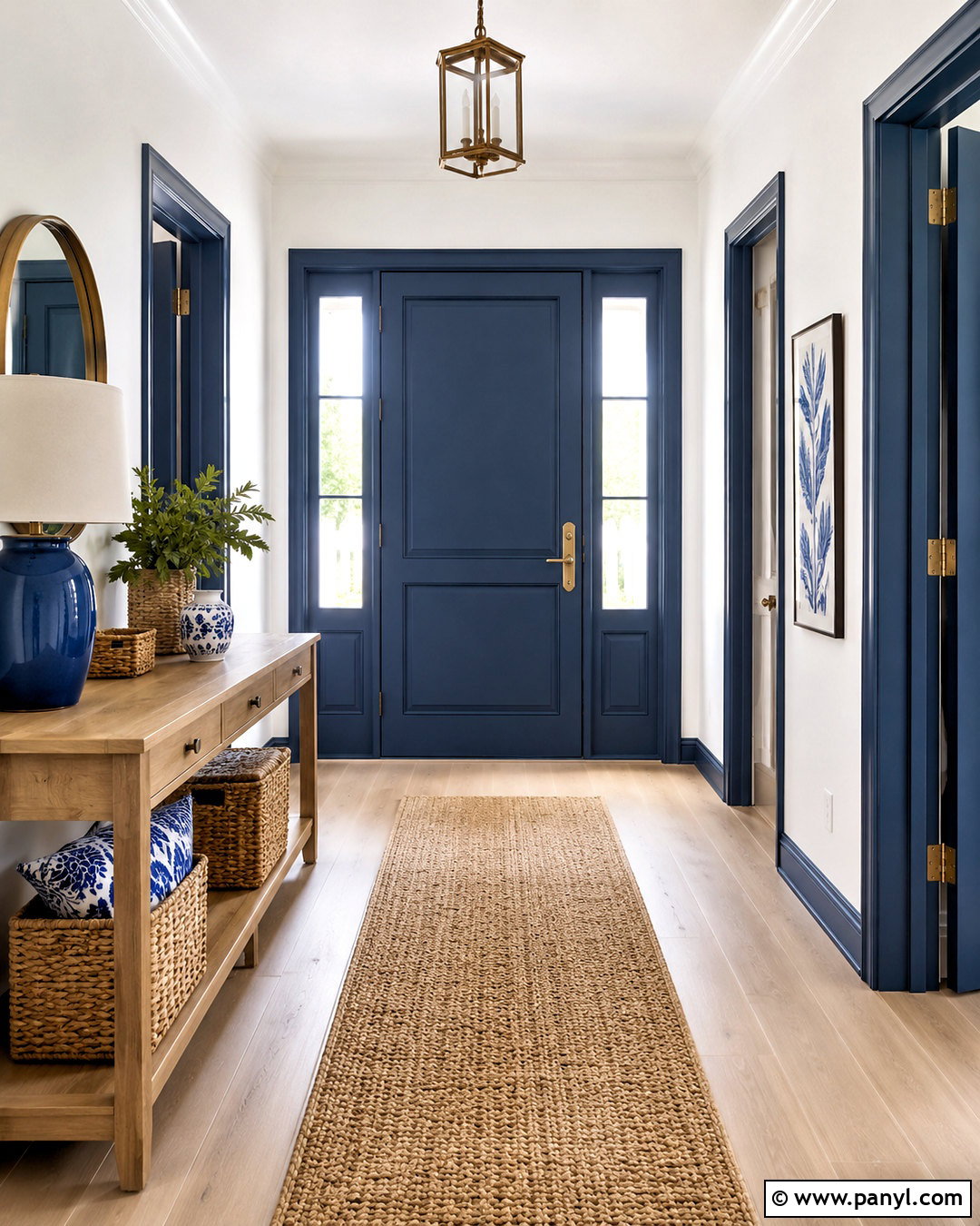 White Walls With Deep Blue Doors - 35 Wall And Door Color Combination Ideas