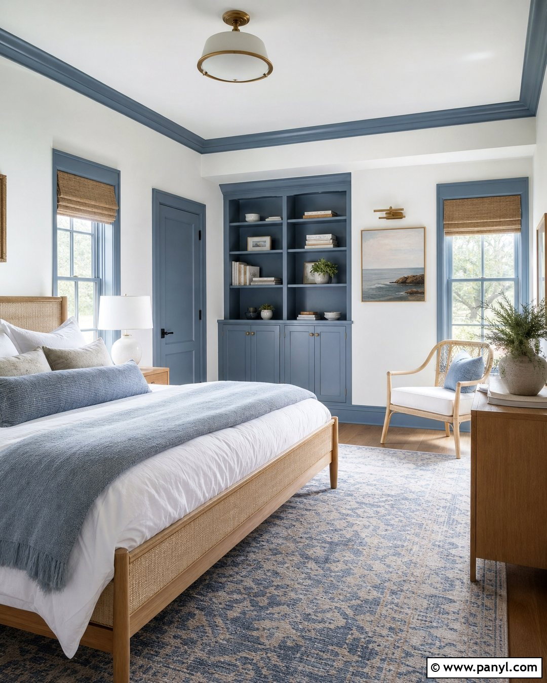 White Walls With Dusty Blue Trim - 30 White Walls And Trim Ideas