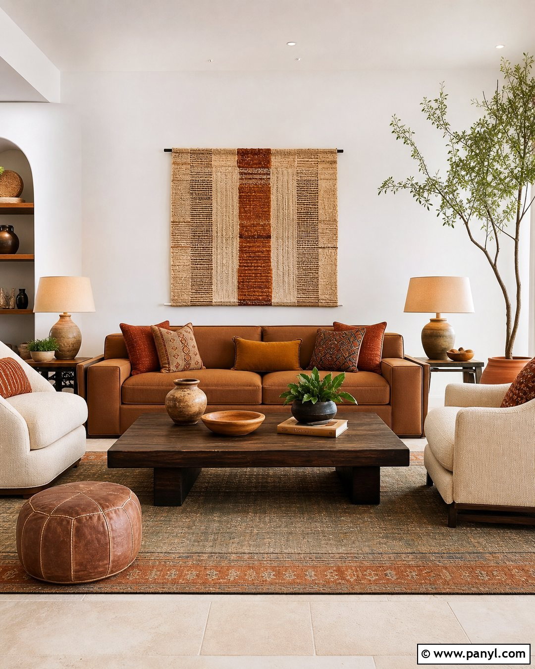 White Walls With Earth-Tone Decor - 50 white walls