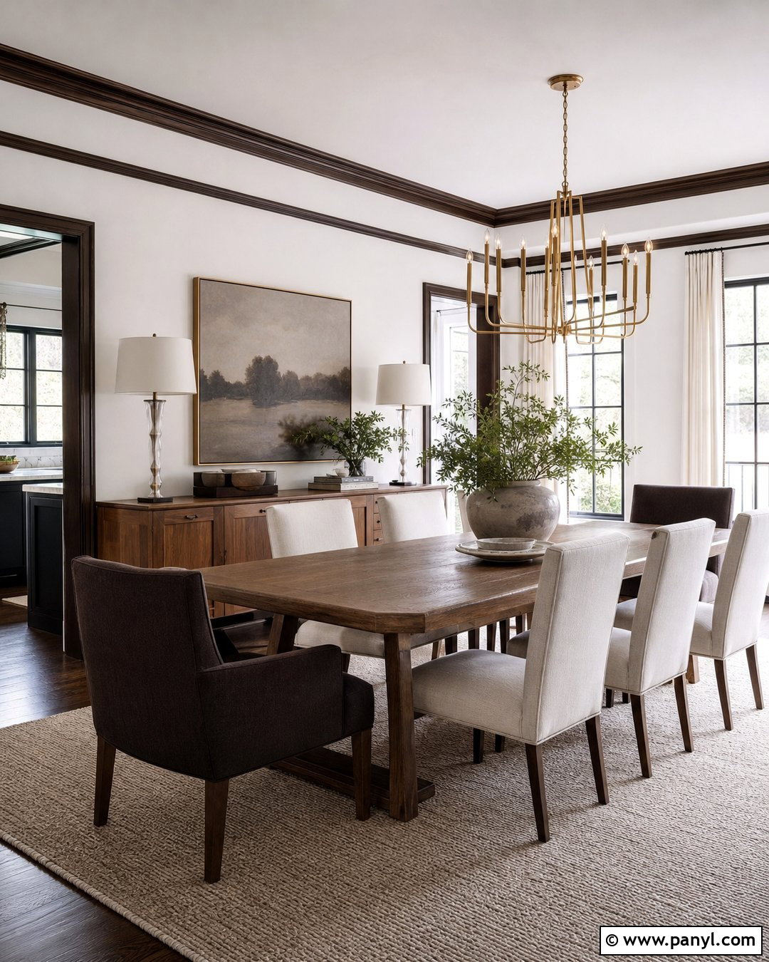 White Walls With Espresso Trim Dining Room - 30 White Walls Brown Trim Ideas