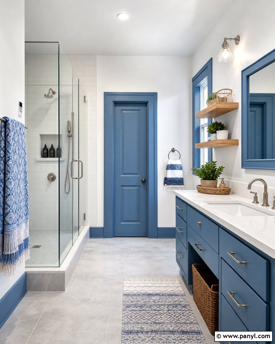 White Walls With Glacier Blue Trim - 25 Painted Baseboards And Trim Wall Colors
