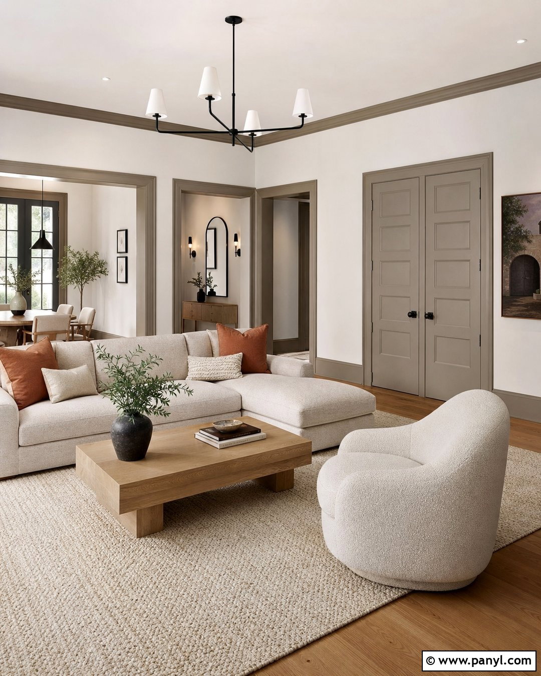 White Walls With Greige Trim - 30 white walls darker trim ideas