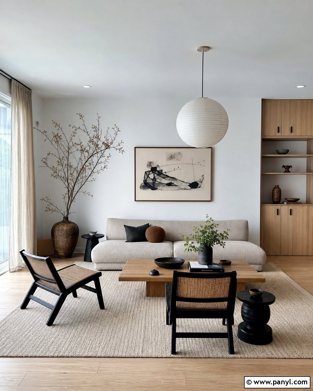 White Walls With Japandi Decor - 50 white walls