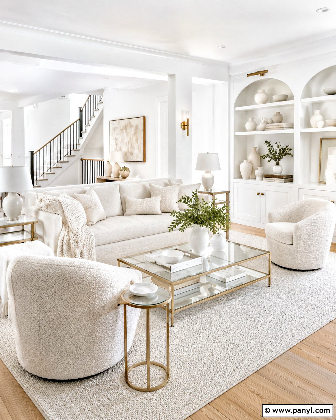 White Walls With Layered White Decor - 20 White Walls Throughout House Ideas