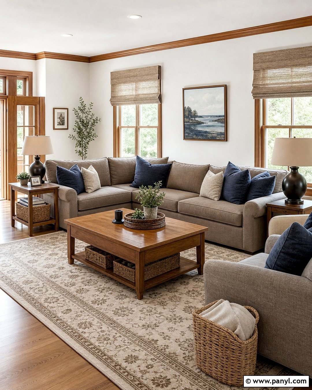 White Walls With Medium Oak Trim Family Room - 30 White Walls Brown Trim Ideas