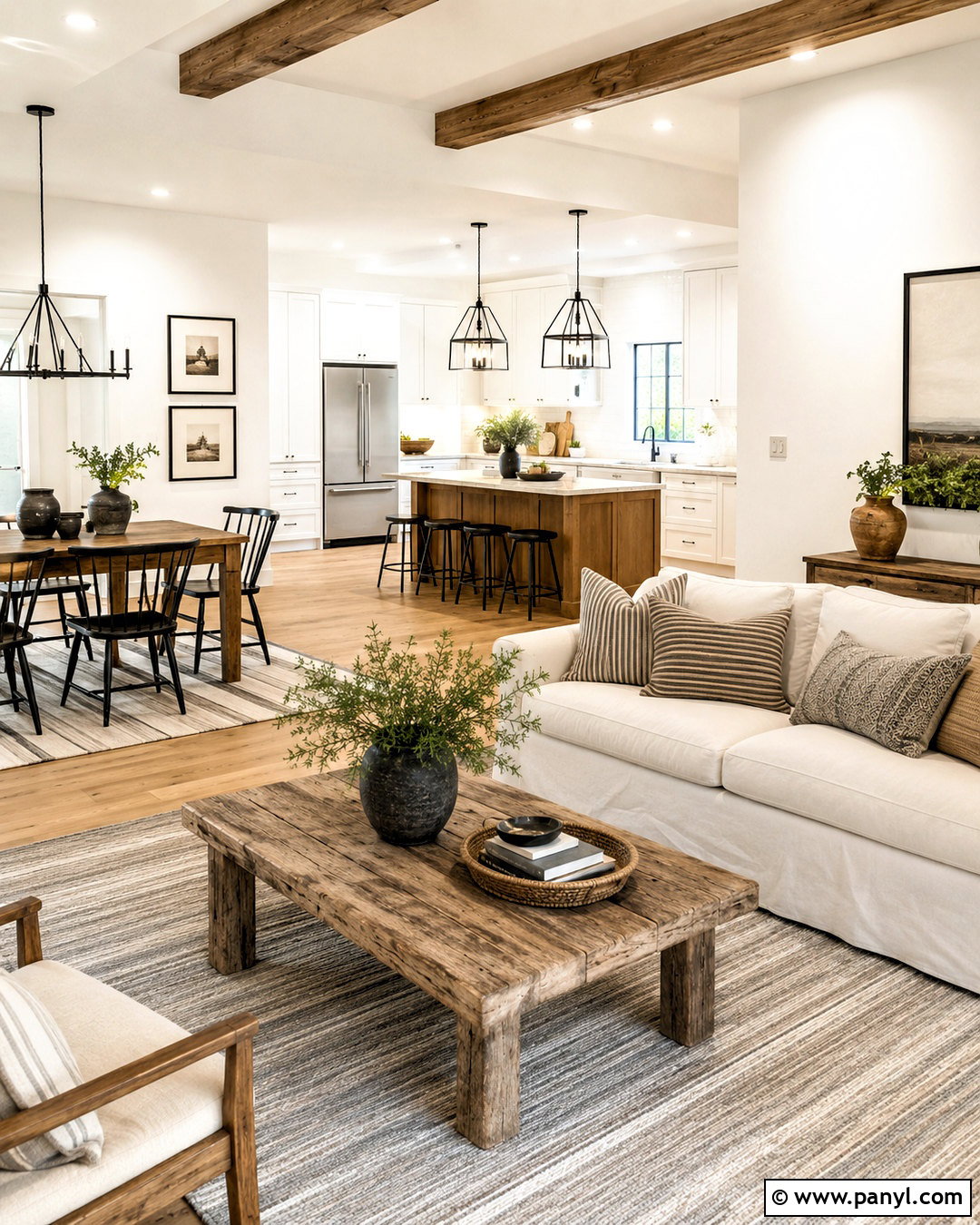 White Walls With Modern Farmhouse Decor - 20 White Walls Throughout House Ideas