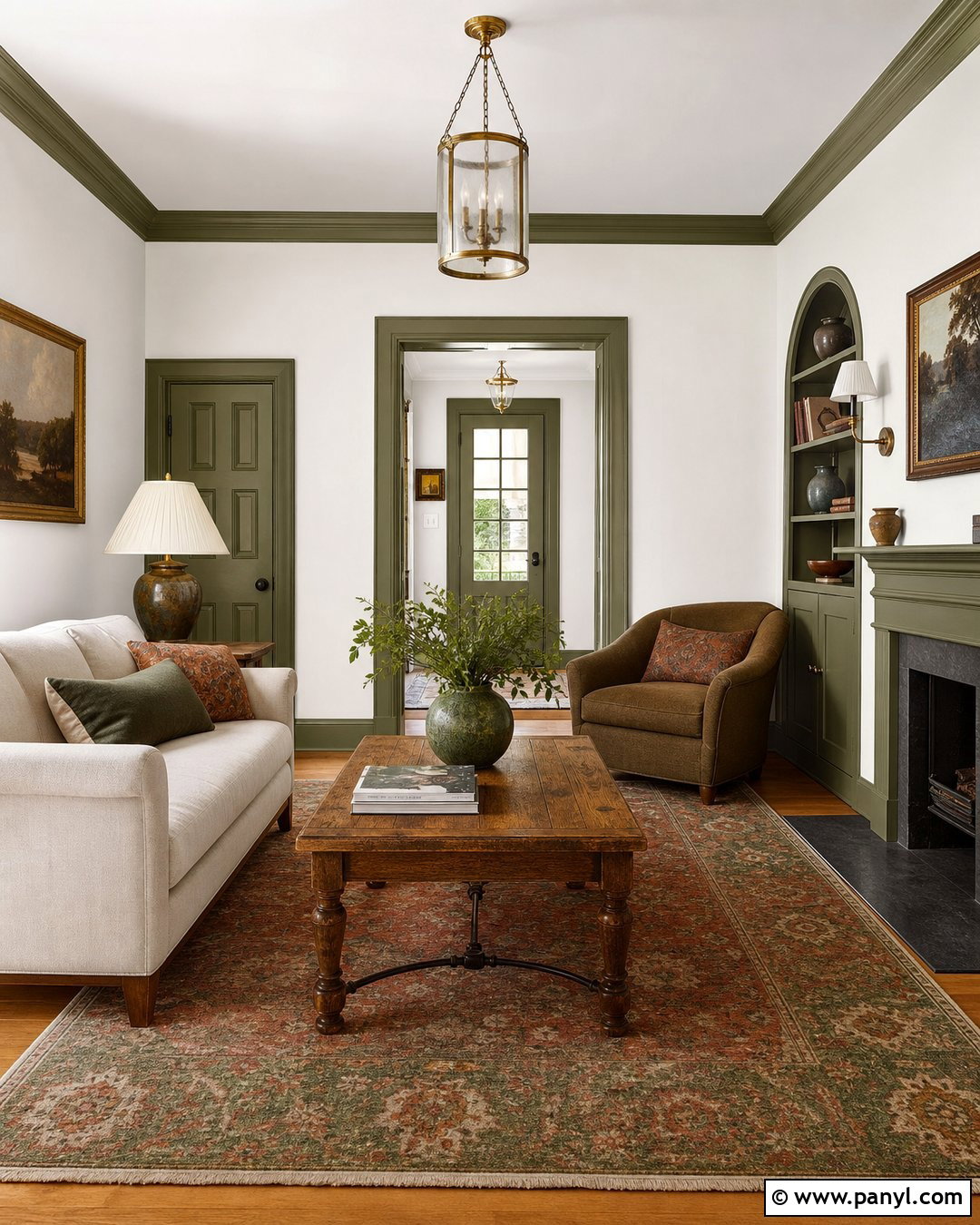 White Walls With Olive Green Trim - 30 White Walls And Trim Ideas