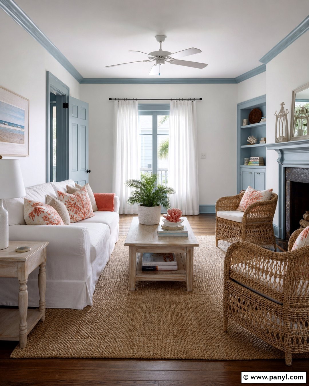 White Walls With Pale Blue Trim - 30 White Walls And Trim Ideas
