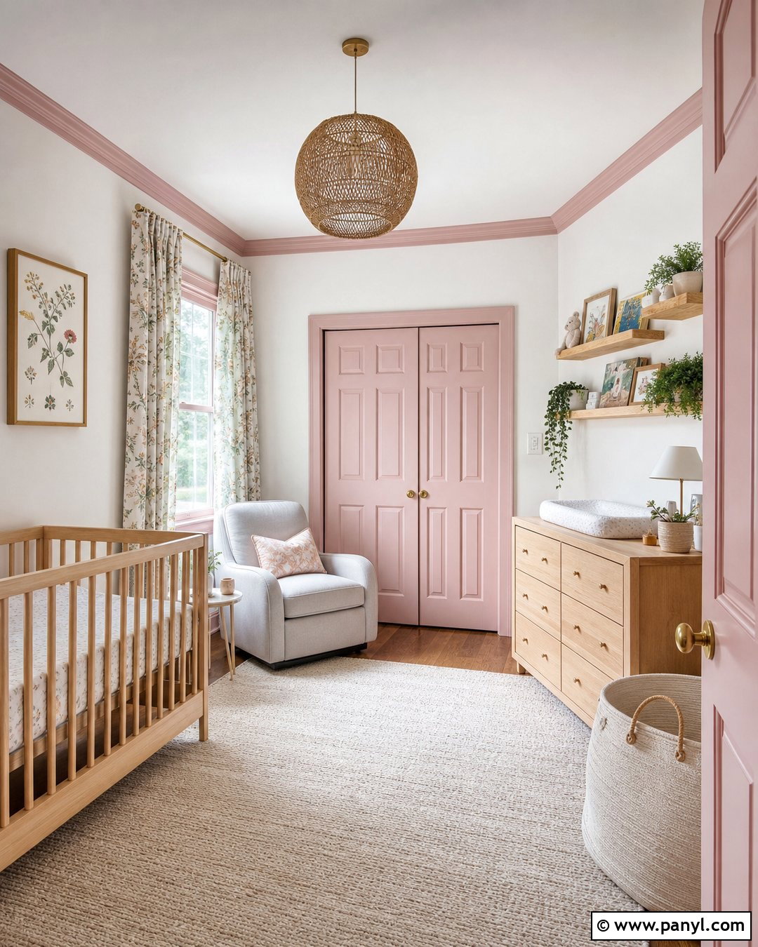 White Walls With Pale Pink Trim - 20 Light Walls Colored Trim Ideas