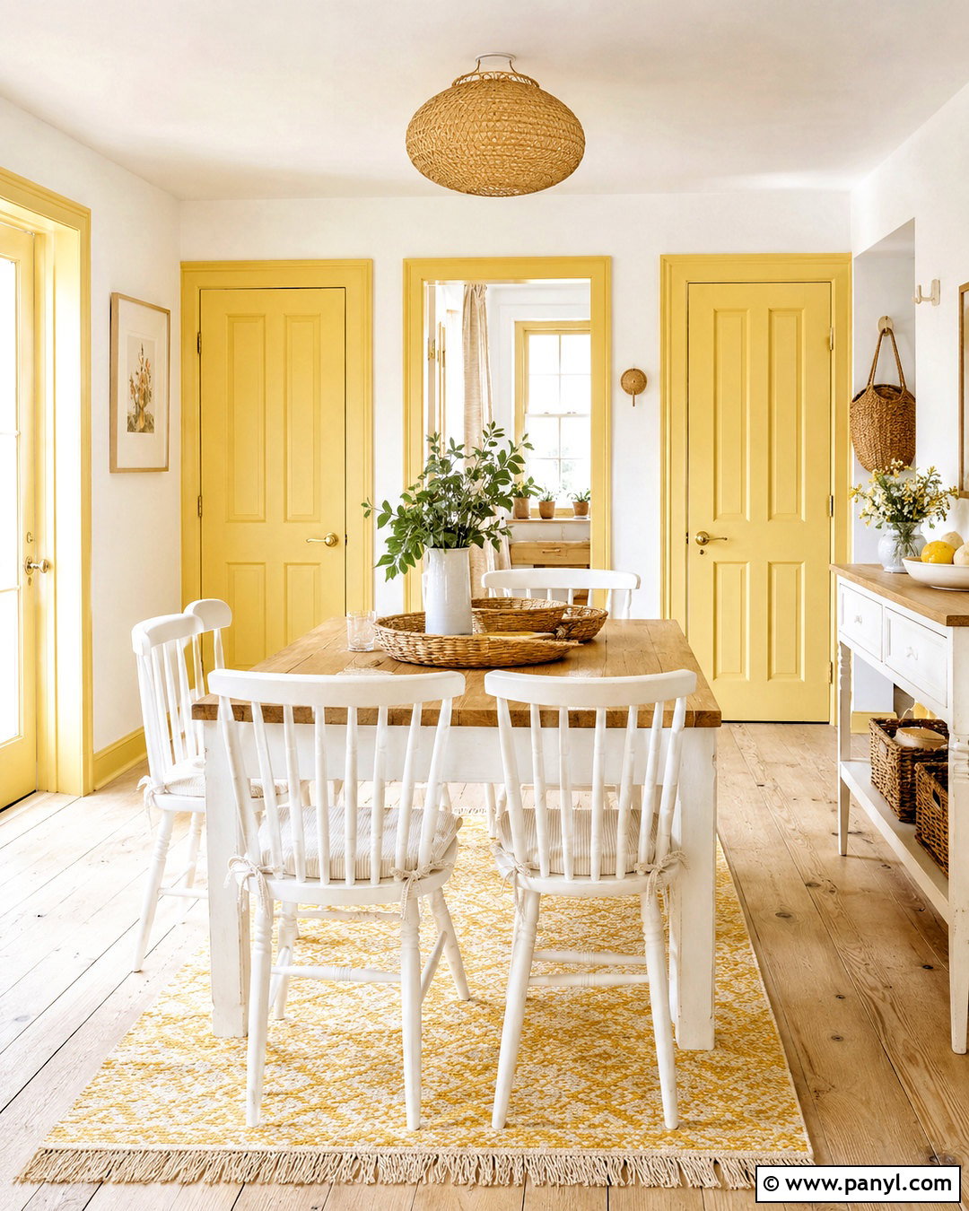 White Walls With Pastel Yellow Doors - 35 Wall And Door Color Combination Ideas