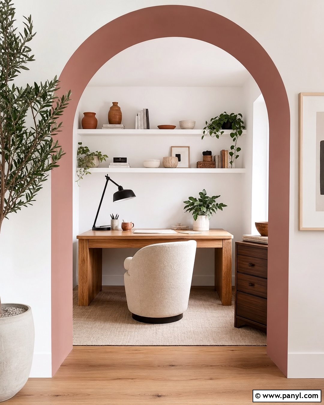 White Walls With Pink Painted Arch - 25 White Pink Walls