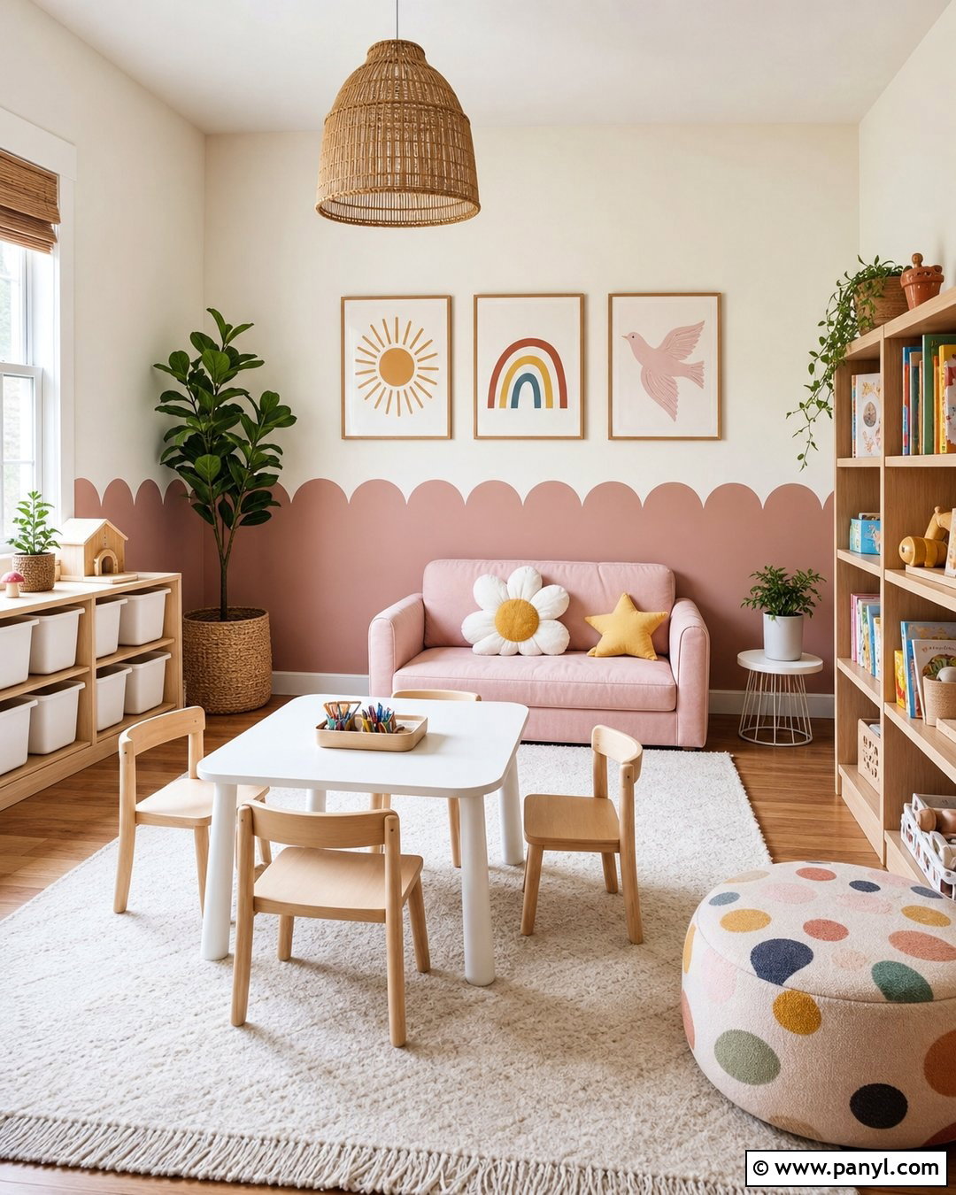 White Walls With Pink Scalloped Border - 25 White Pink Walls