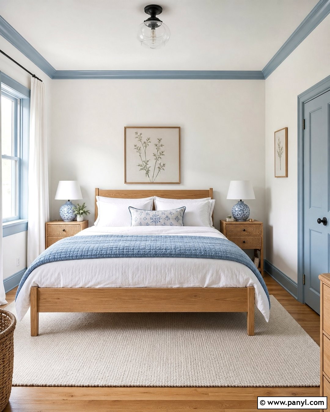 White Walls With Powder Blue Trim Bedroom - 30 White Walls Blue Trim Ideas