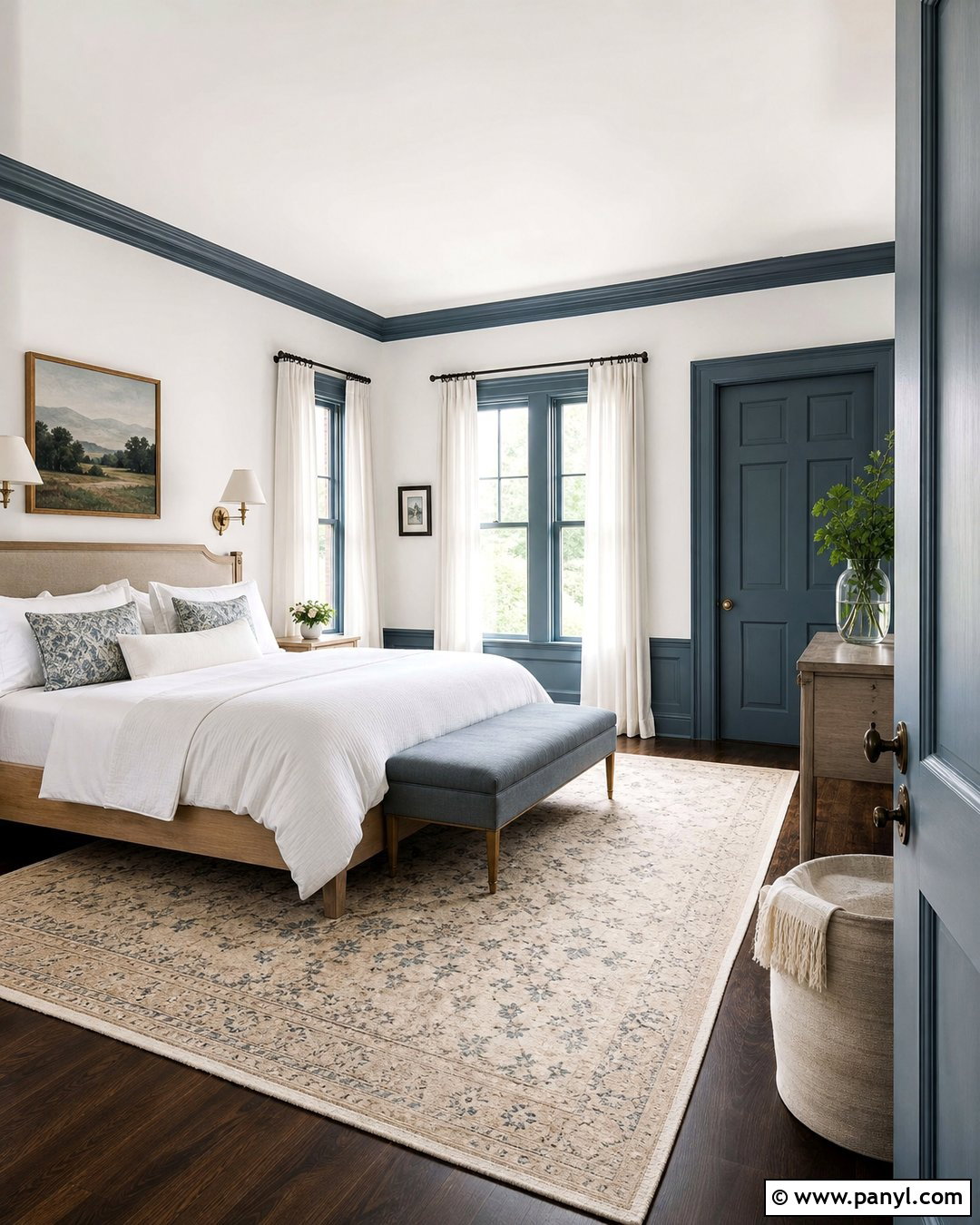 White Walls With Slate Blue Trim - 30 white walls darker trim ideas