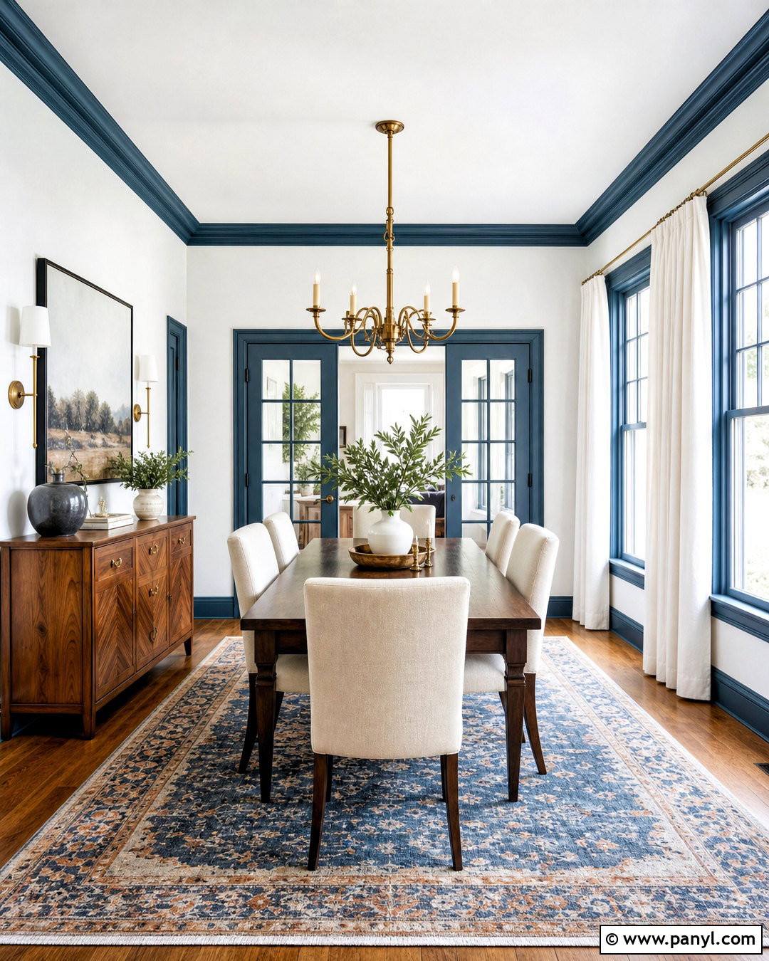 White Walls With Slate Blue Trim - 20 white walls contrasting trim ideas