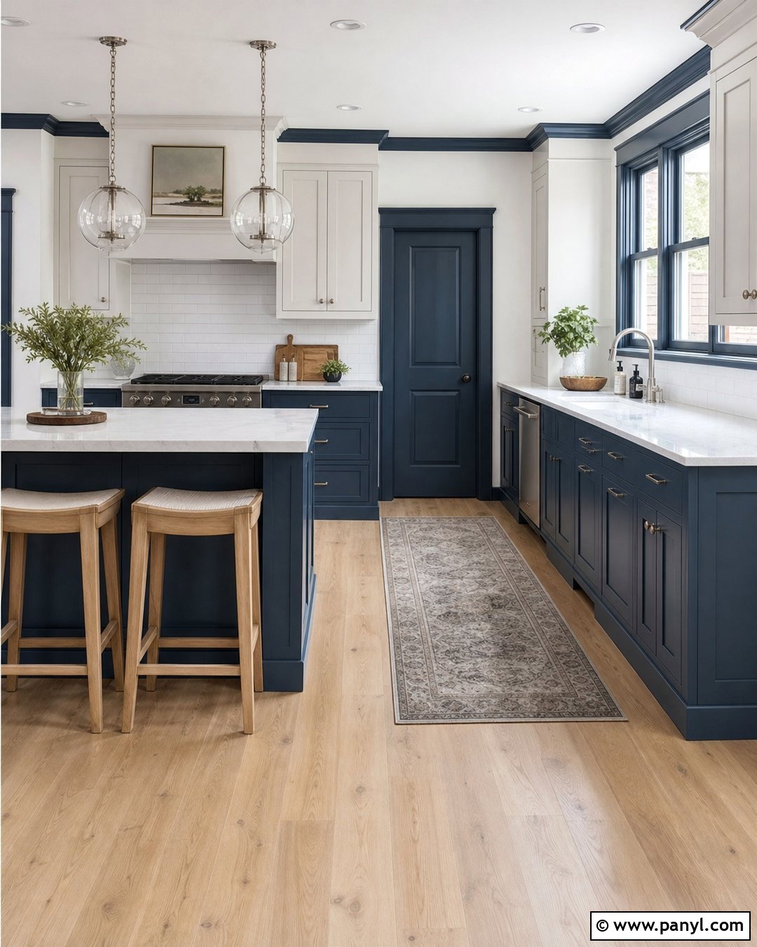 White Walls With Slate Blue Trim Kitchen - 30 White Walls Blue Trim Ideas