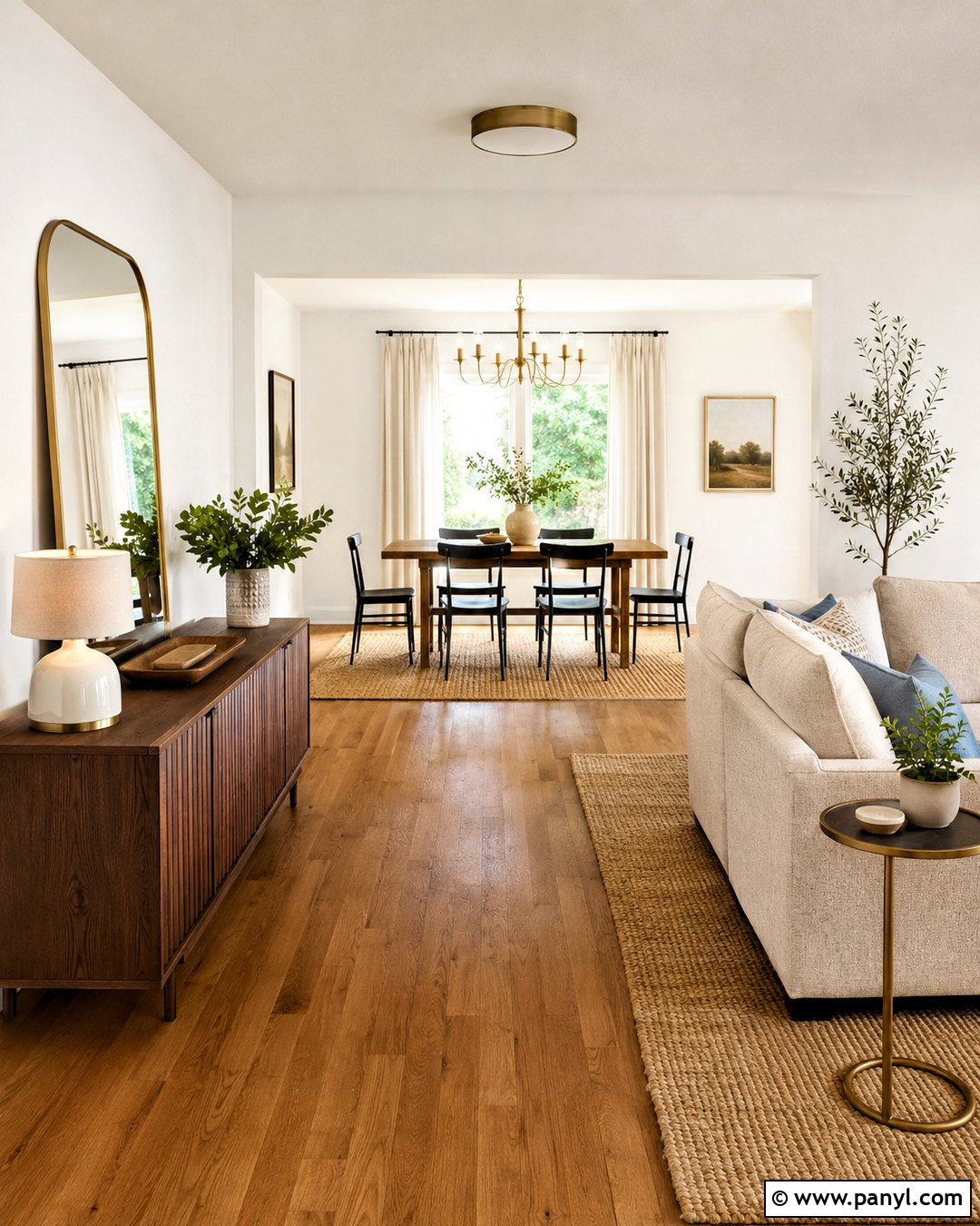 White Walls With Warm Wood Furniture - 20 White Walls Throughout House Ideas