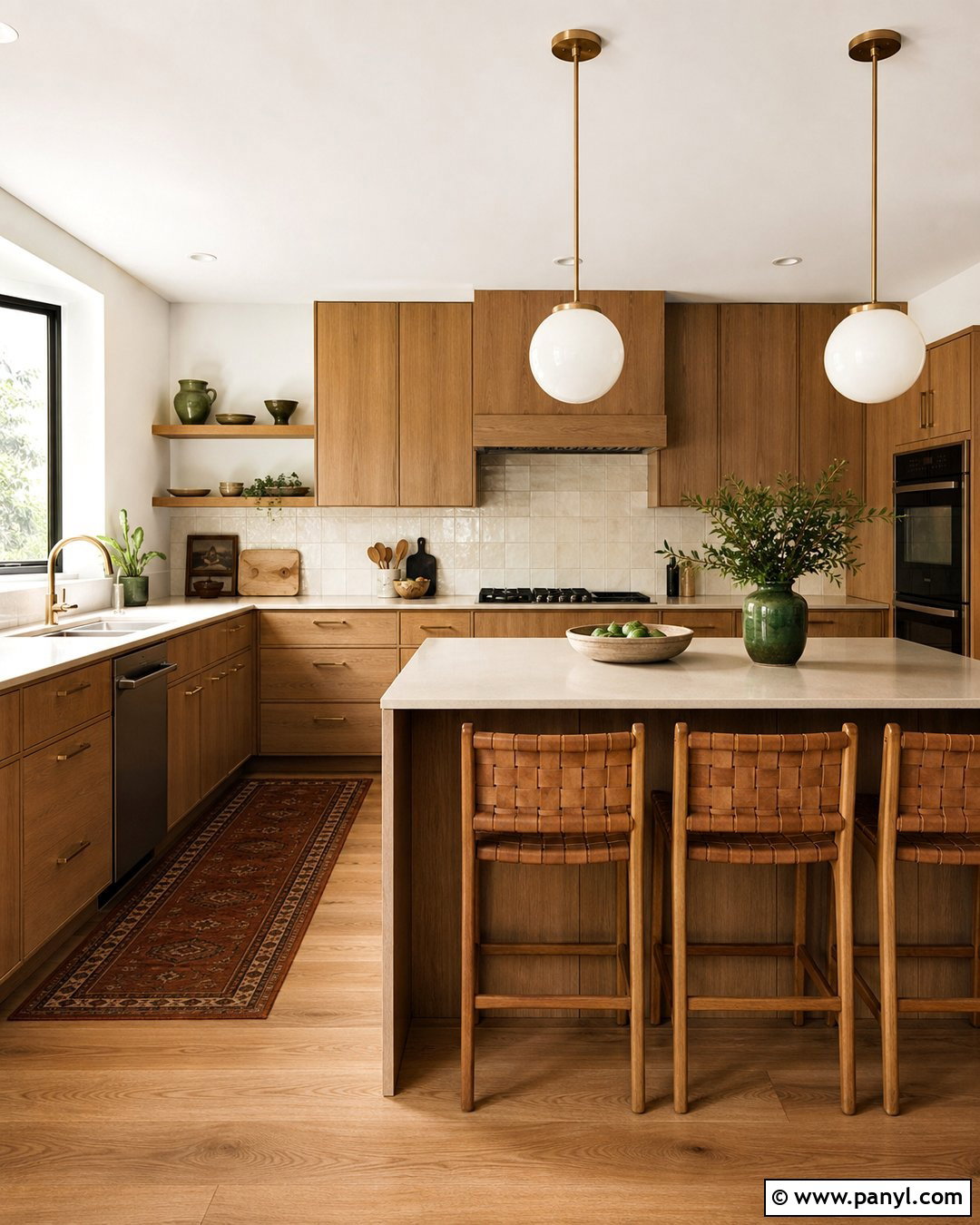 White Walls With Wood Kitchen Cabinets - 30 White Walls Interior Ideas