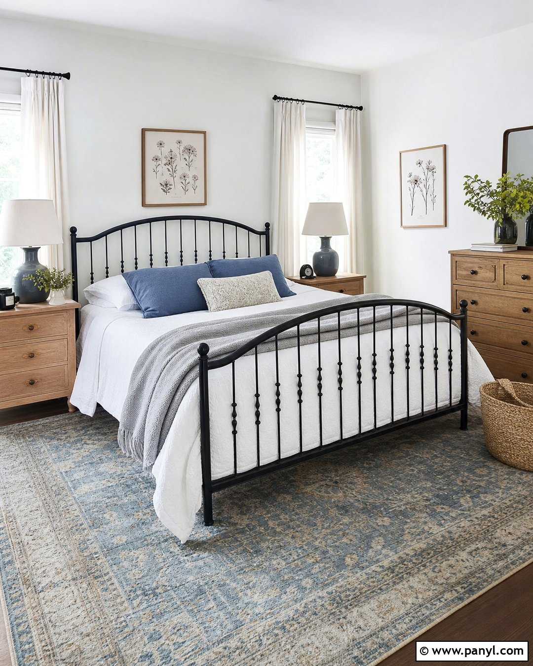 White Walls With a Black Metal Bed - 50 white walls