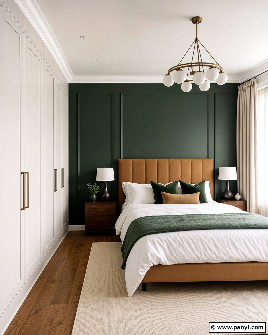 White Wardrobe With Deep Green Walls - 25 Wardrobe And Wall Color Combination Ideas