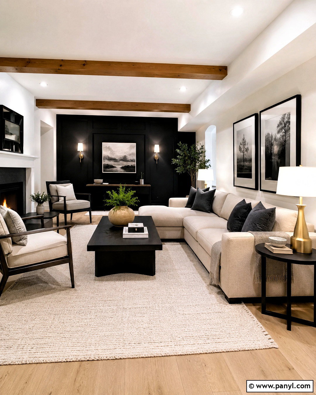 White With A Black Accent Wall - 20 What Colors Go With A Black Accent Wall Ideas