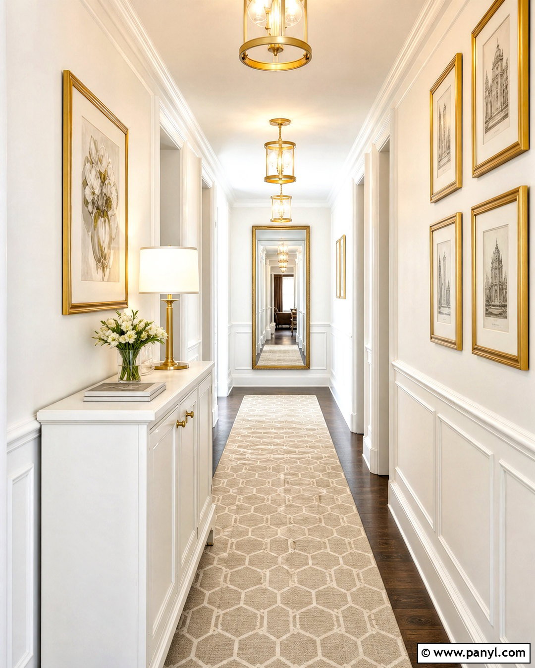 White and Gold Hallway - 20 white and gold interior design ideas
