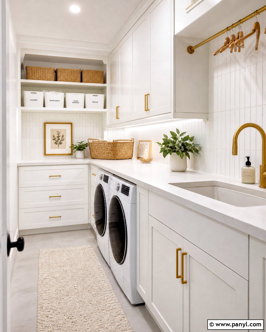 White and Gold Laundry Room - 20 white and gold interior design ideas