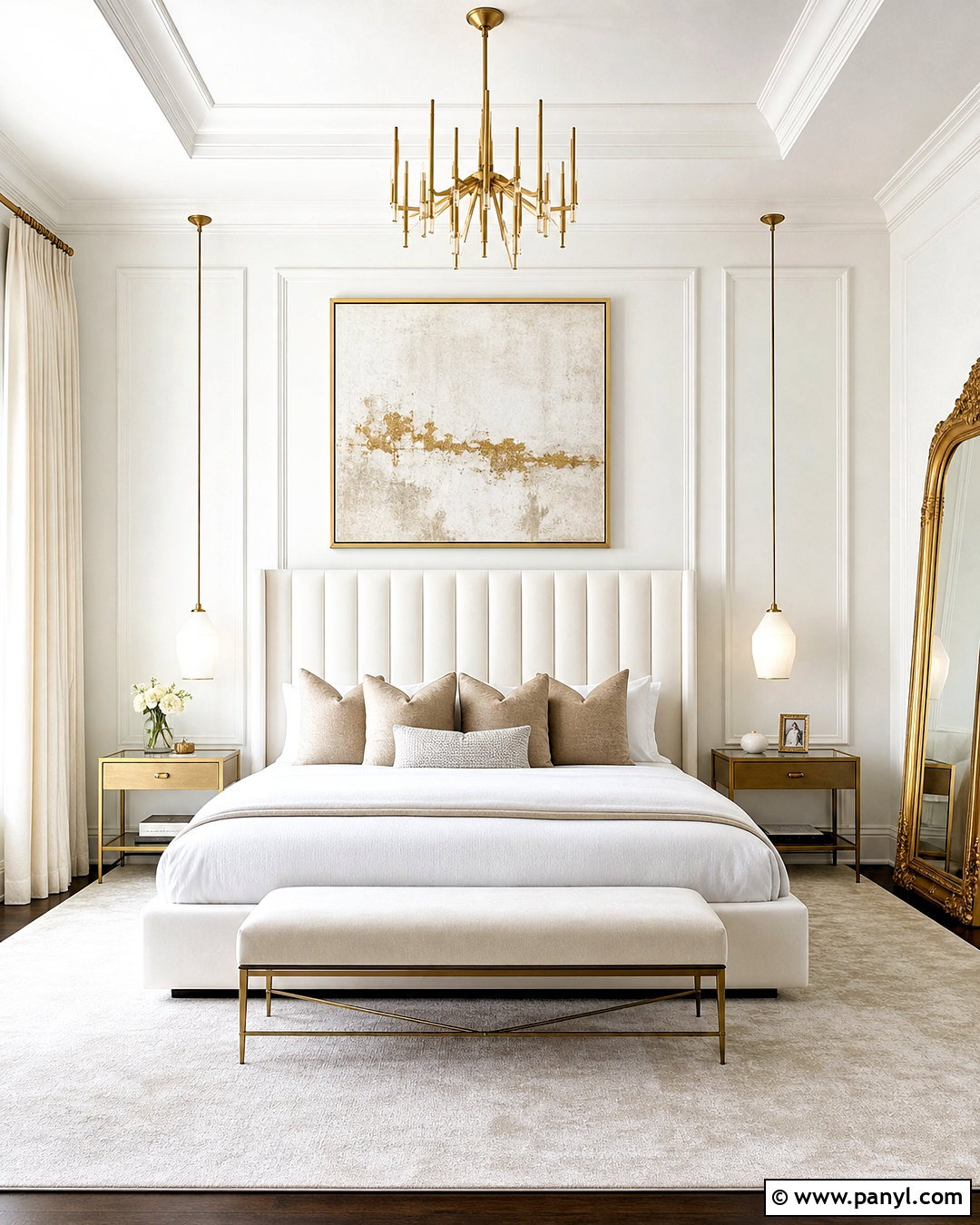White and Gold Luxury Bedroom - 20 white and gold interior design ideas