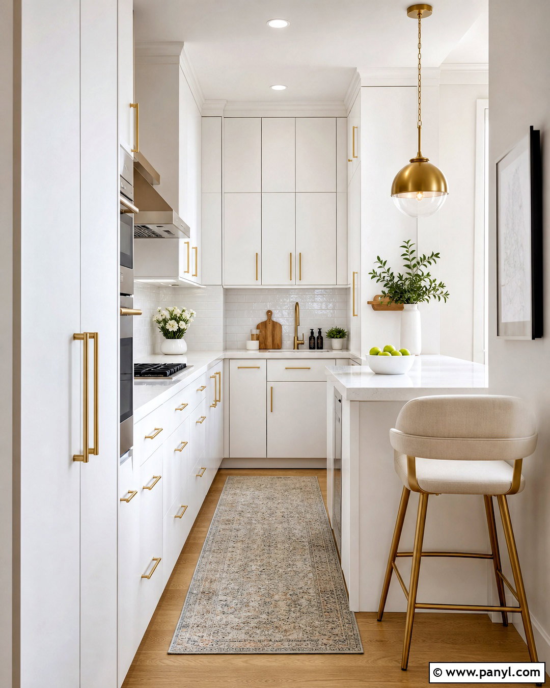 White and Gold Small Kitchen - 20 white and gold interior design ideas