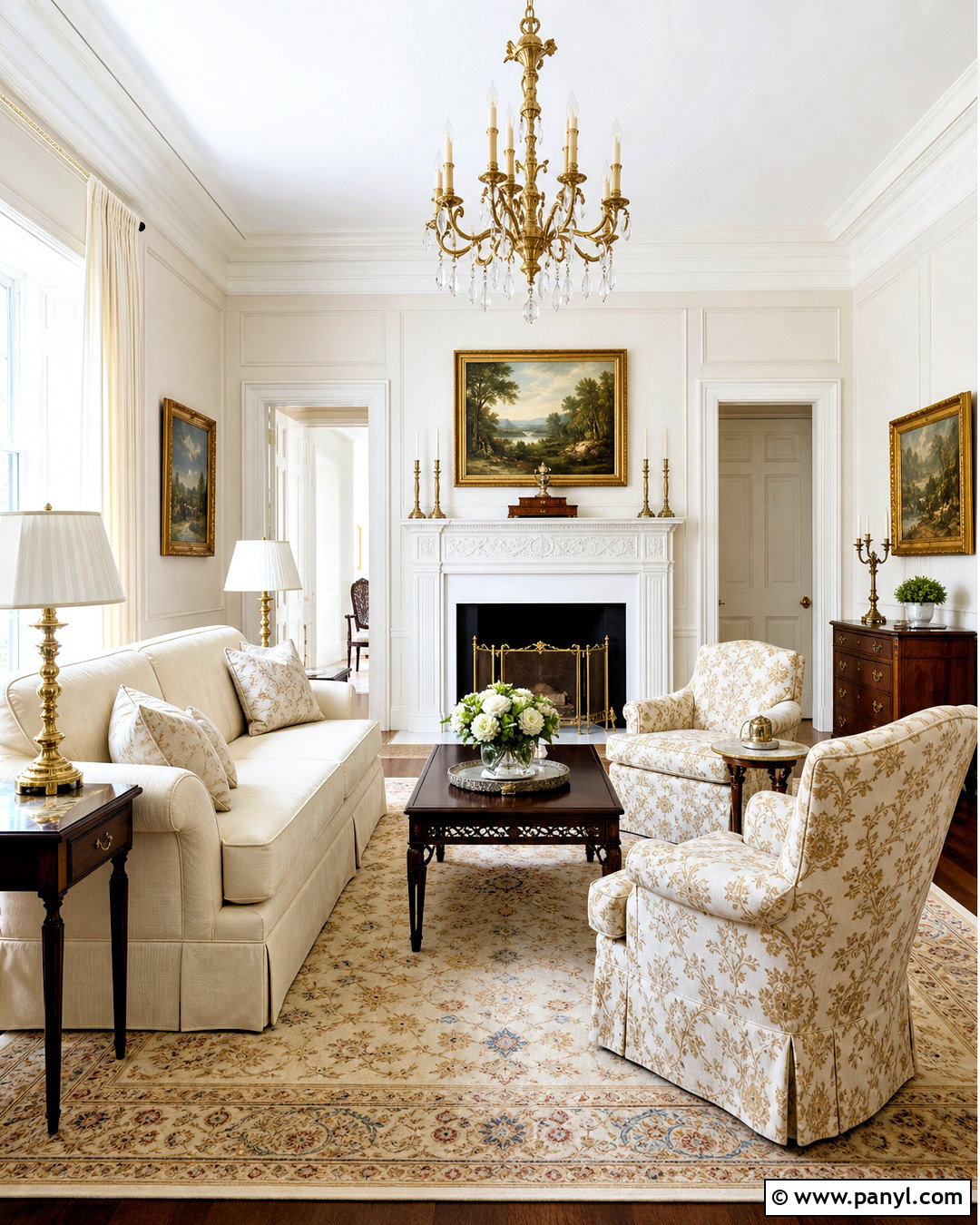 White and Gold Traditional Living Room - 20 white and gold interior design ideas
