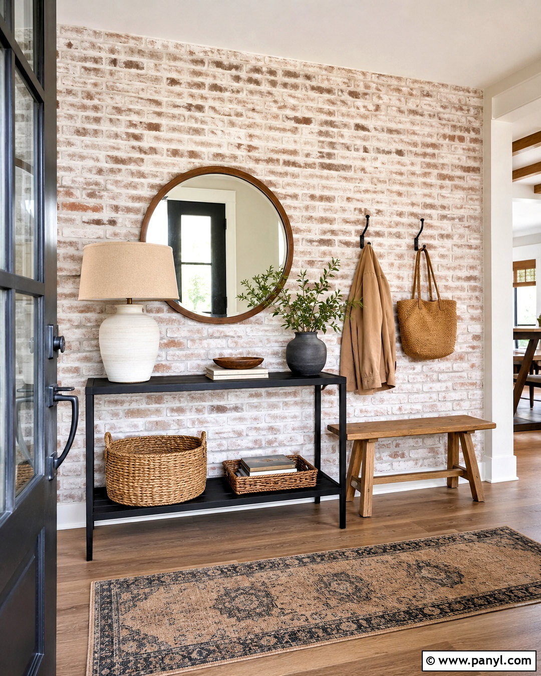 Whitewashed Brick Entryway - 20 brick painting interior ideas