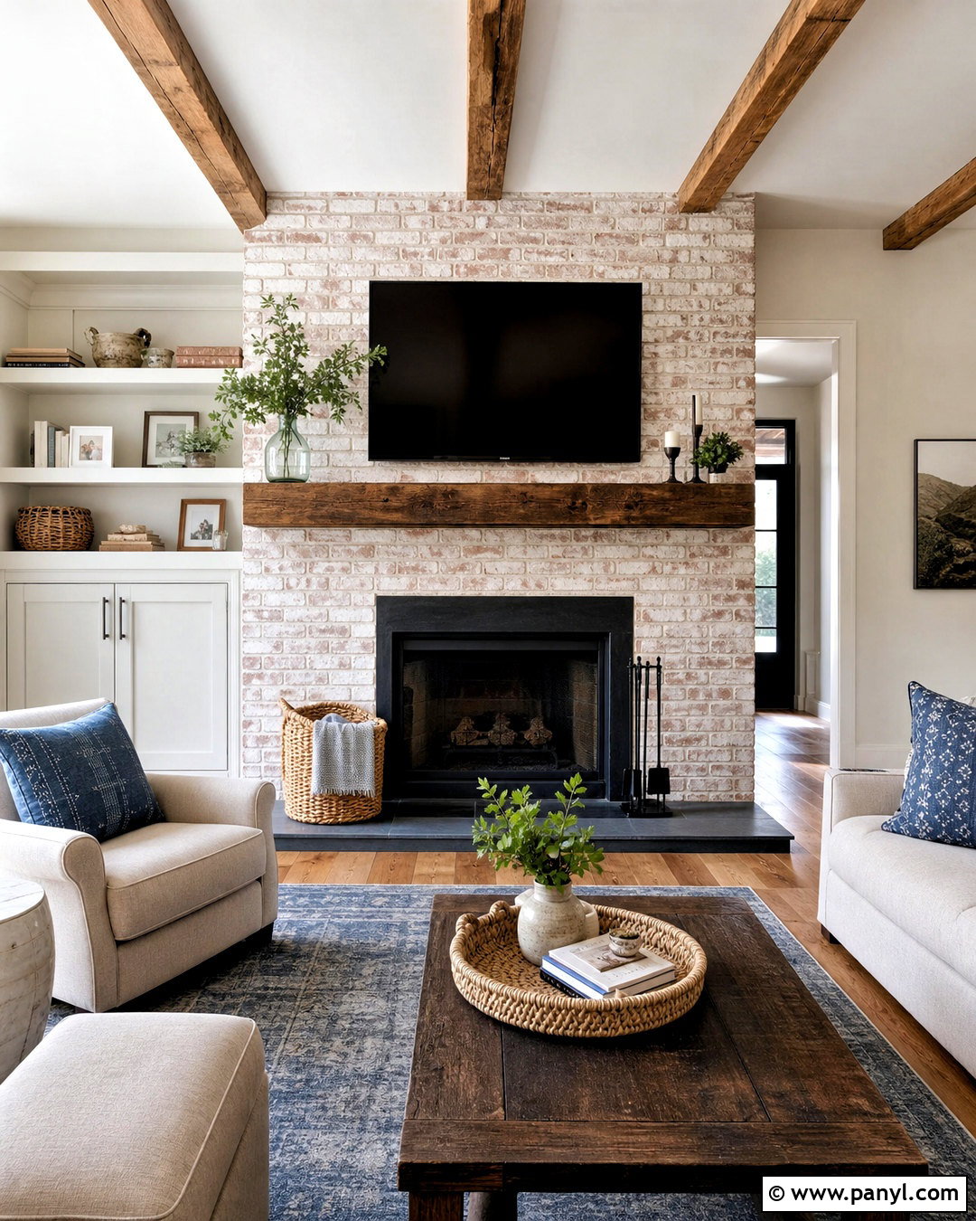 Whitewashed Brick Fireplace - 20 updating fireplace brick ideas