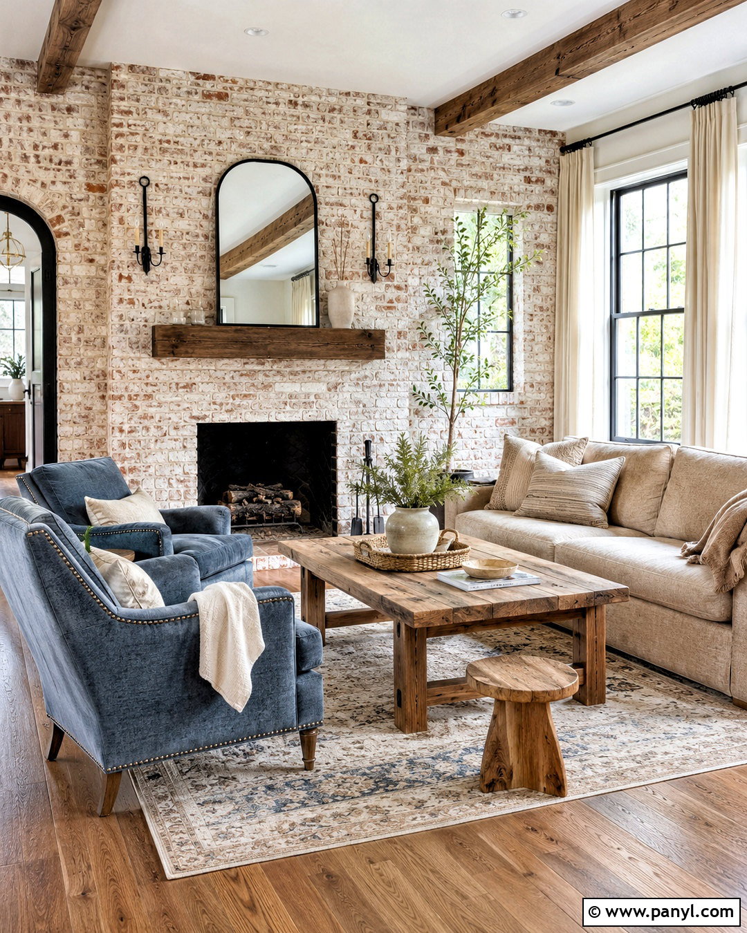 Whitewashed Brick Patina Living Room - 20 patina texture ideas