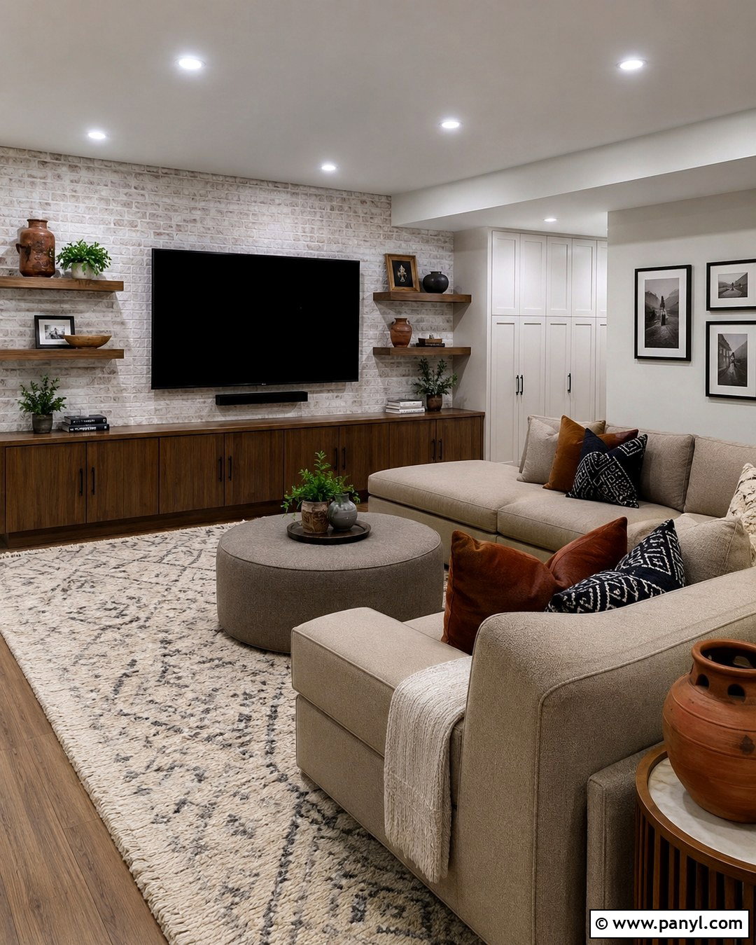 Whitewashed Brick Wall Basement Family Room - 20 White Wash Interior Brick Wall Ideas