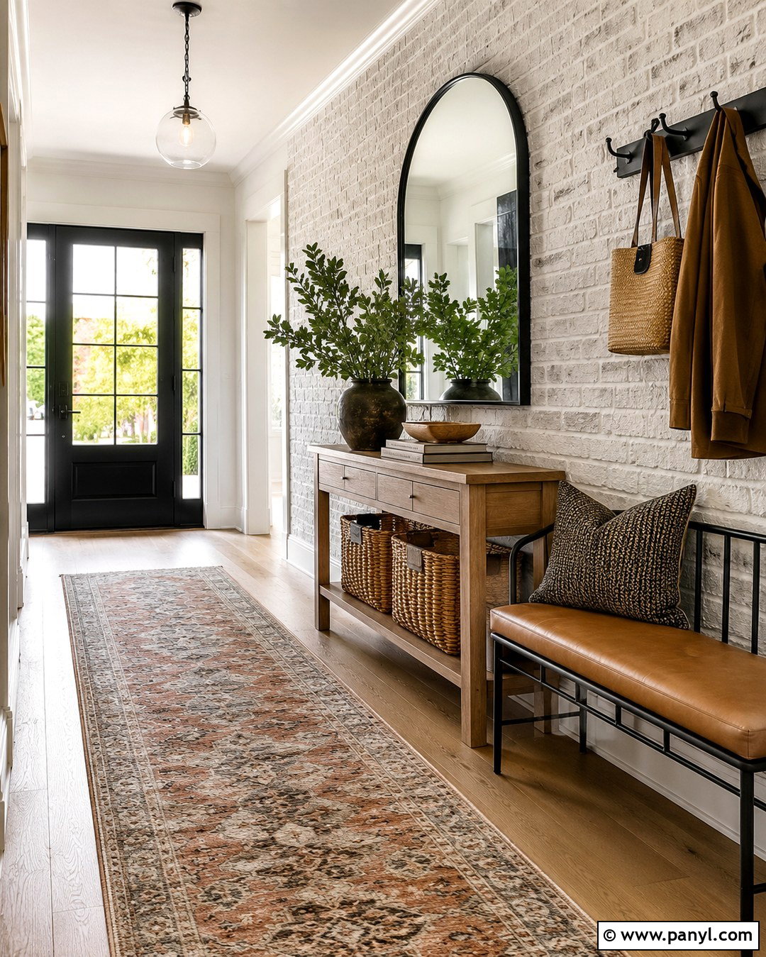 Whitewashed Brick Wall Entryway - 20 White Wash Interior Brick Wall Ideas