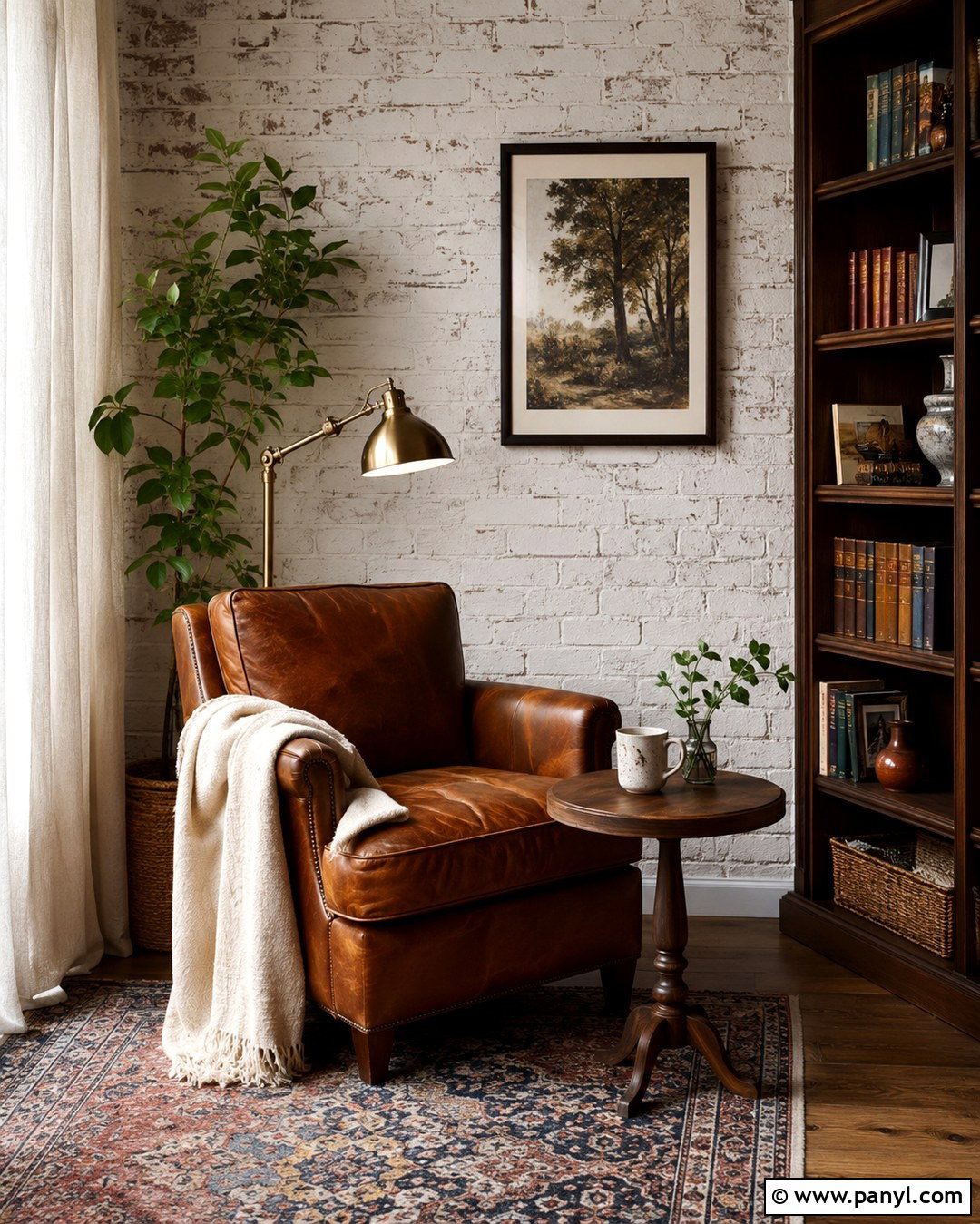 Whitewashed Brick Wall Reading Nook - 20 White Wash Interior Brick Wall Ideas