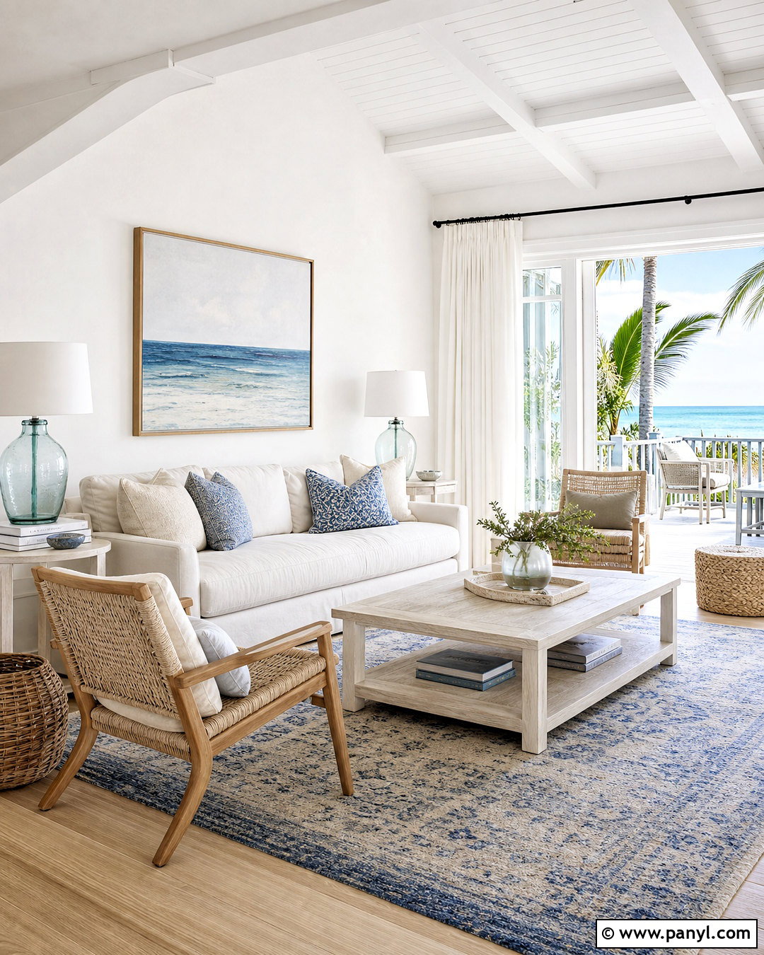 Whitewashed Coastal Living Room - 20 washed wall paint effect ideas