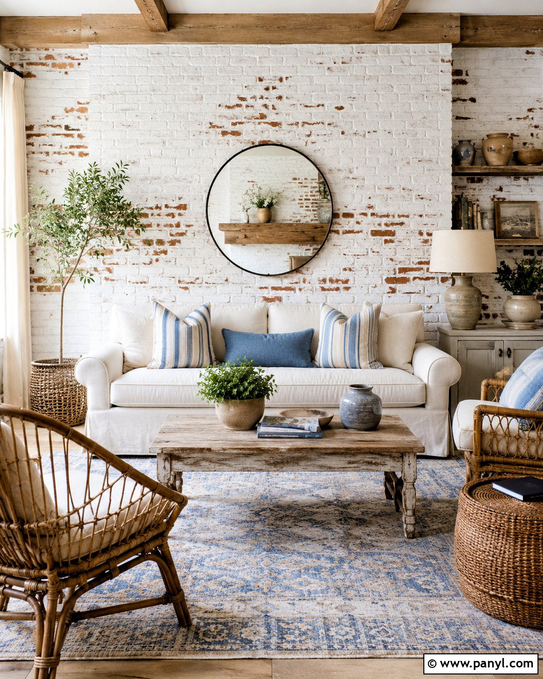 Whitewashed Painted Brick Wall Living Room - 20 painted brick walls living room ideas